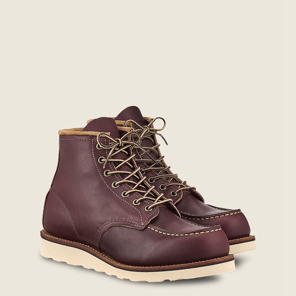 Red Wing Heritage Boots Burgundy - Mens Classic Moc - 6-inch Mesa Leather - 5087-WNHEM